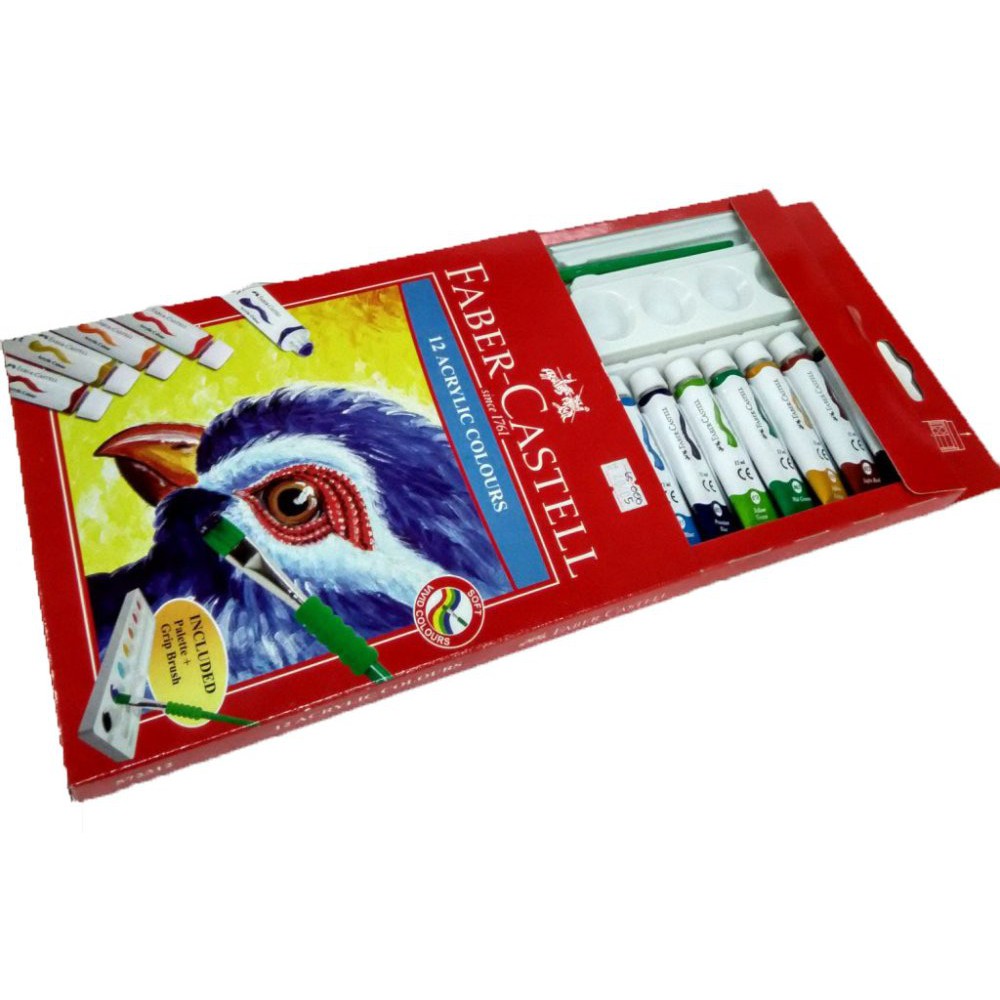 Màu acrylic faber castell bộ 12 màu tuýp, acrylic faber castell