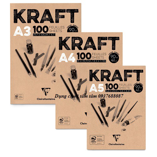 Sổ vẽ Clairefontaine giấy Kraft và giấy đen, Sổ đa năng Clairefontaine-Dụng cụ vẽ Tâm Tâm
