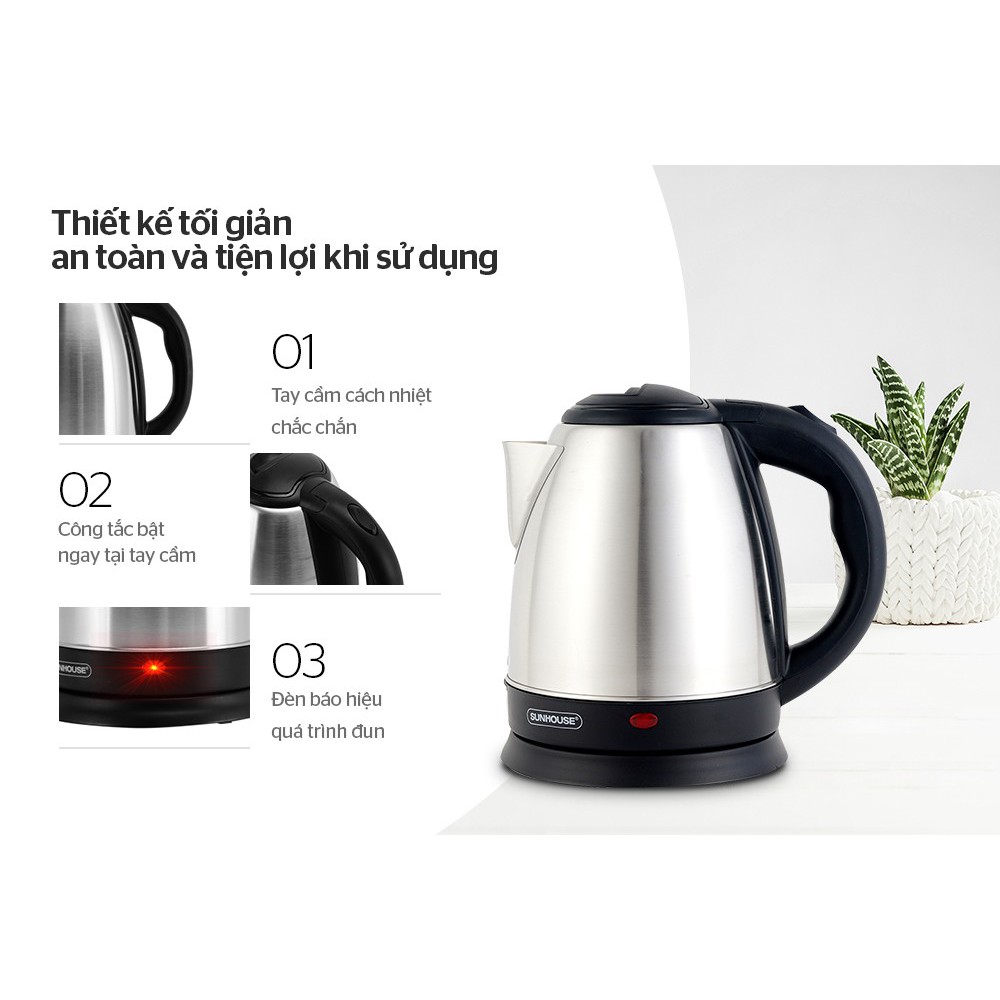 Ấm Siêu Tốc Inox Sunhouse Shd1057 1.5L