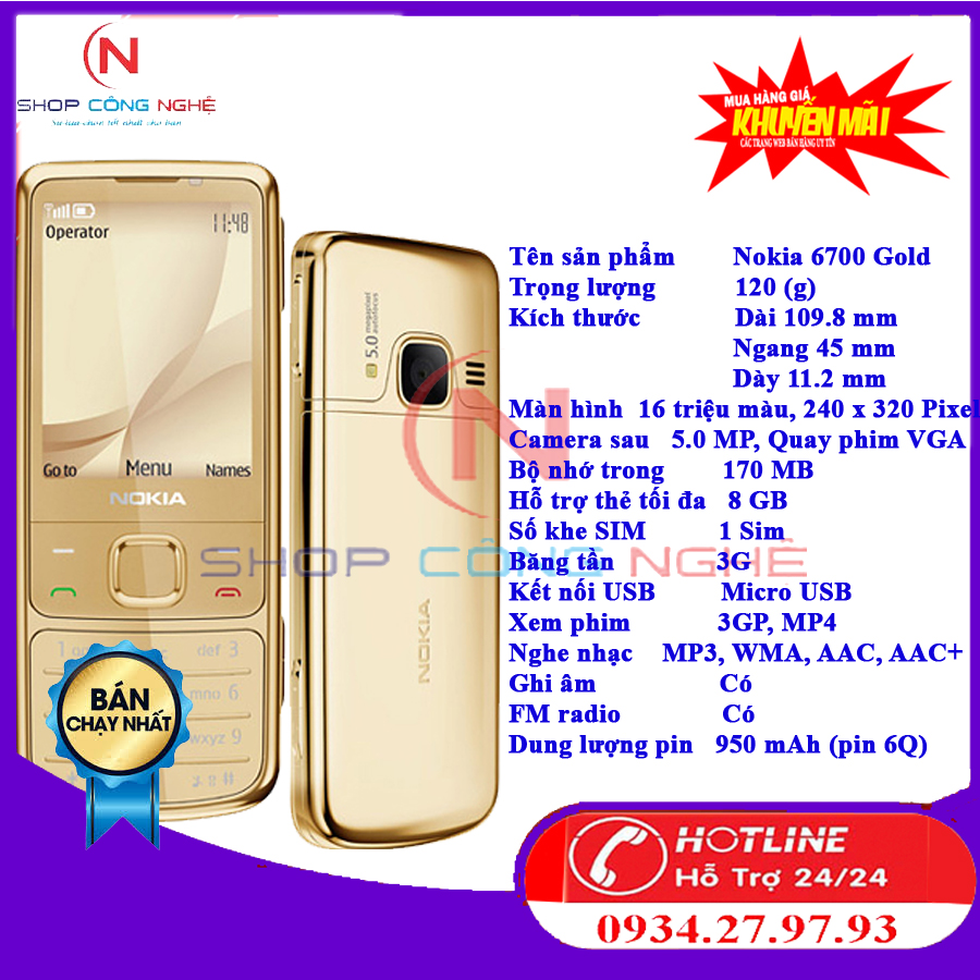 [HCM][ĐIỆN THOẠI CỔ] Nokia 6700 Classic Gold Zin BẢO HÀNH 1 NĂM
