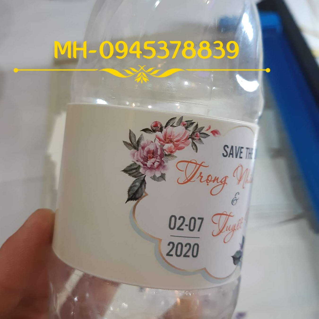 Set 10 Tem dán chai nước suối - decal giấy có keo sẵn