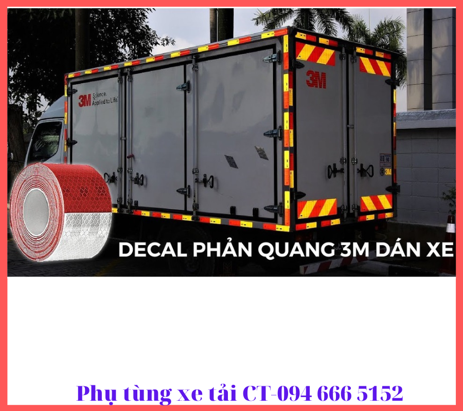 Decal phản quang 3M khổ 5cm-Dán thùng&cản hông xe tải