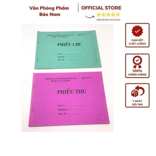 Phiếu thu , phiếu chi A5 1 liên loại thường Combo 5 quyển