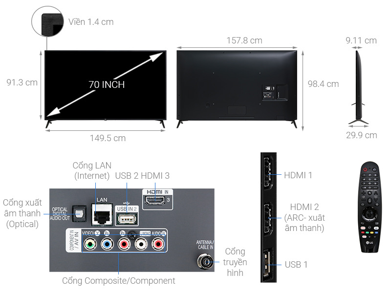 Smart Tivi LG 4K 70 inch 70UM7300PTA