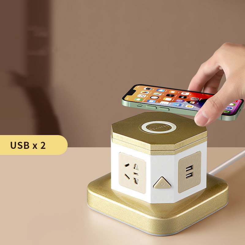 Ổ Cắm Điện Đa Năng Có Sạc Không Dây 10W Chịu Tải 2500W, 2 Cổng Sạc USB 2A , Chống Giật, An Toàn Trẻ Nhỏ