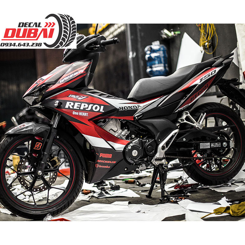 Tem Trùm Winner X Đỏ Bạc Đen Repsol