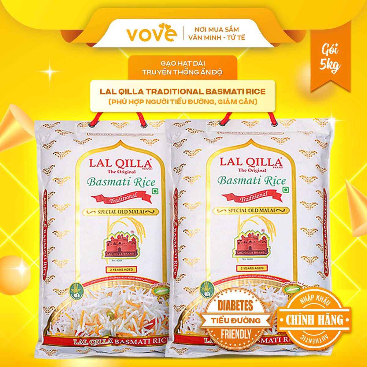 Gạo Ấn Độ LAL QUILLA Basmati Rice 1kg