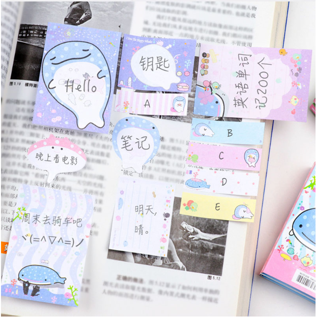[HCM]Sổ Giấy Note Cute Little Whale (6 Xấp) - Mẫu 3