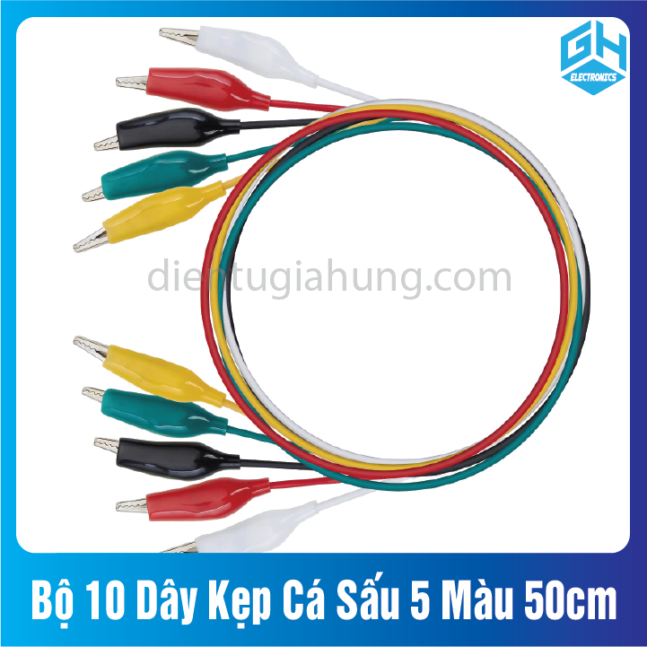 Bộ 10 dây kẹp cá sấu 5 màu 50cm