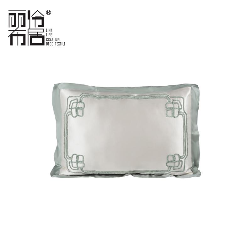 LING HOME DECO TEXTILE Xanh Dương Dây Thừng Sợi Gối Dài Phong Cách Trung Hoa Mô Hình Trang Trí Vỏ Gối Phong Cách Trung Quốc Thêu Hoa Mềm Mại Gối Màu Xanh Dương