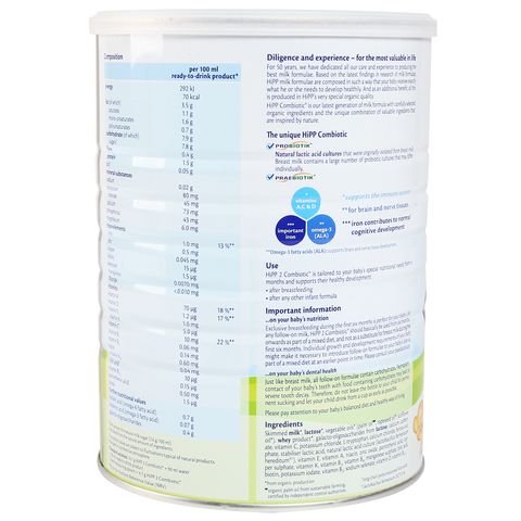 Sữa HiPP ORGANIC SỐ 2 COMBIOTIC 800g