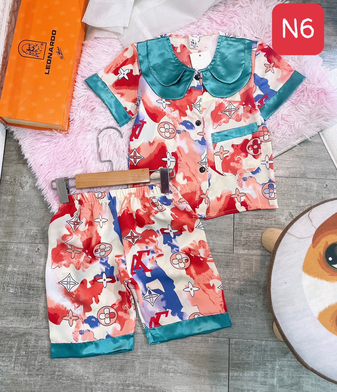 bộ pijama quần lửng lụa mango cho bé 9-21kg
