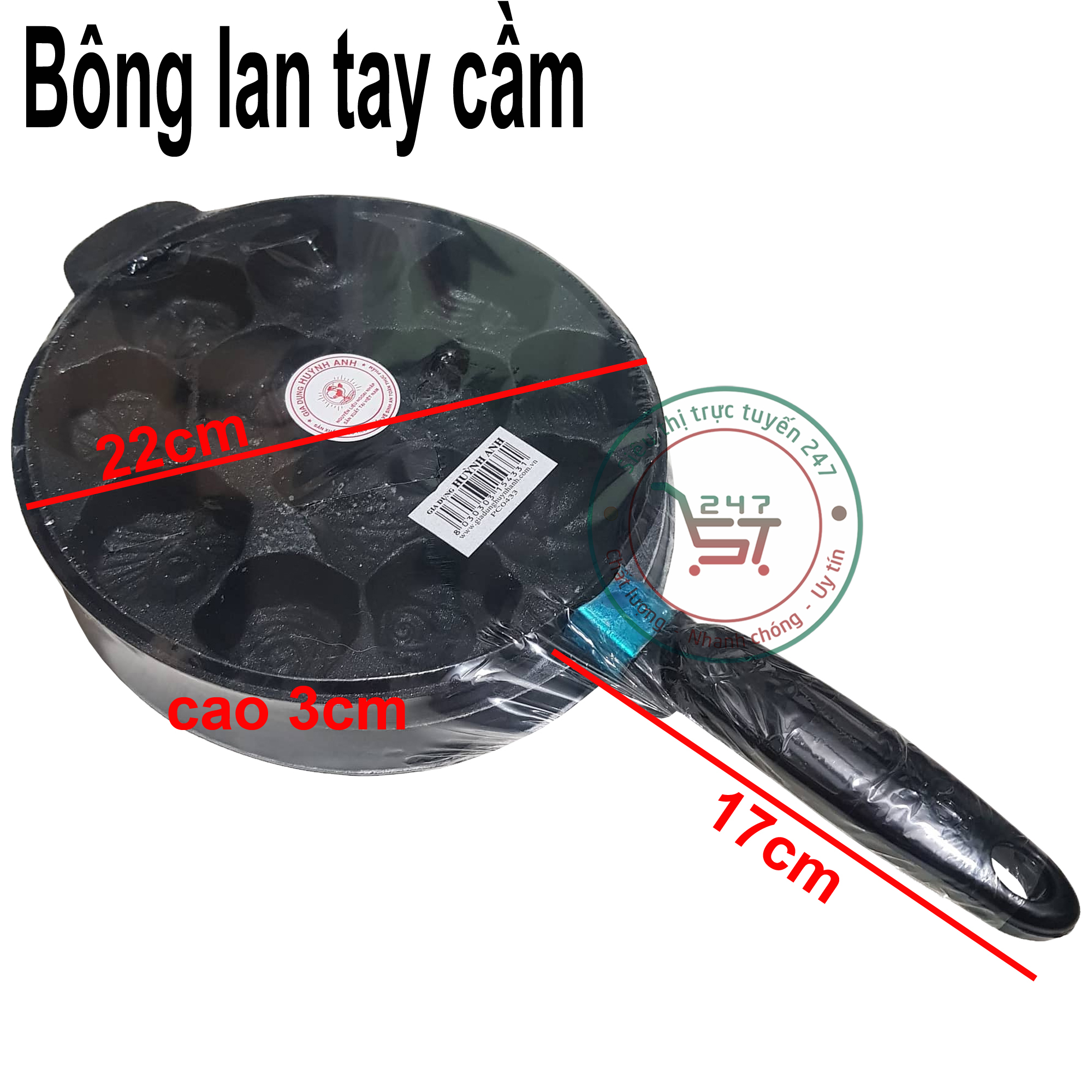 Khuôn nướng bánh bông lan tay cầm chống dính 12 lổ bánh Khuôn nướng bánh bếp gas tiện dụng giá tốt