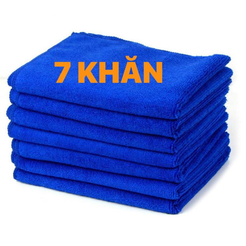 Set 7 Khăn lau xanh dương microfiber 30x30cm cho ô tô, xe hơi, xe máy 7B7849 - Màu xanh