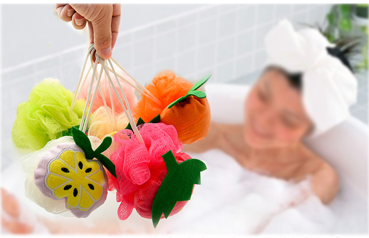 MULTI-COLOR FRUIT-SHAPED BATH BATH BATH BRUSH Mesh back scrubbing mesh bath