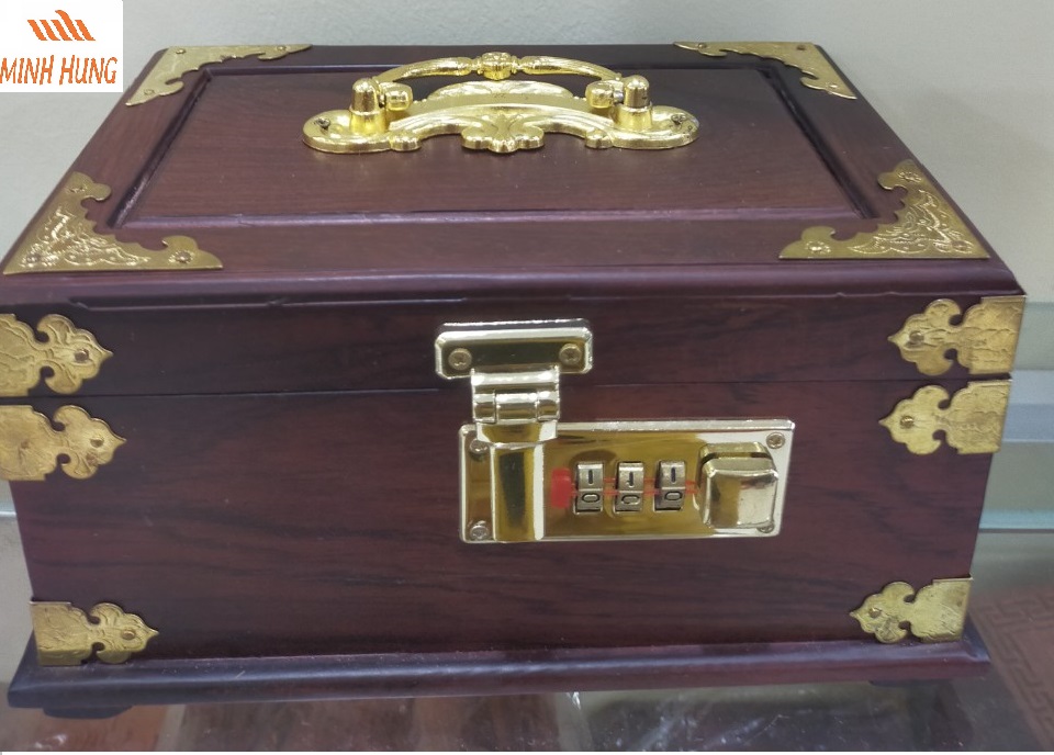 Hộp đựng trang sức gỗ cẩm khóa số có quai xách
