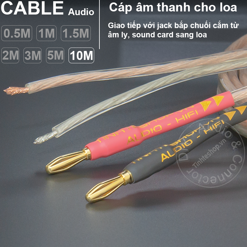 Speaker audio cable with banana plug-in terminal 1 pair DIY 0.5 to 10 meters