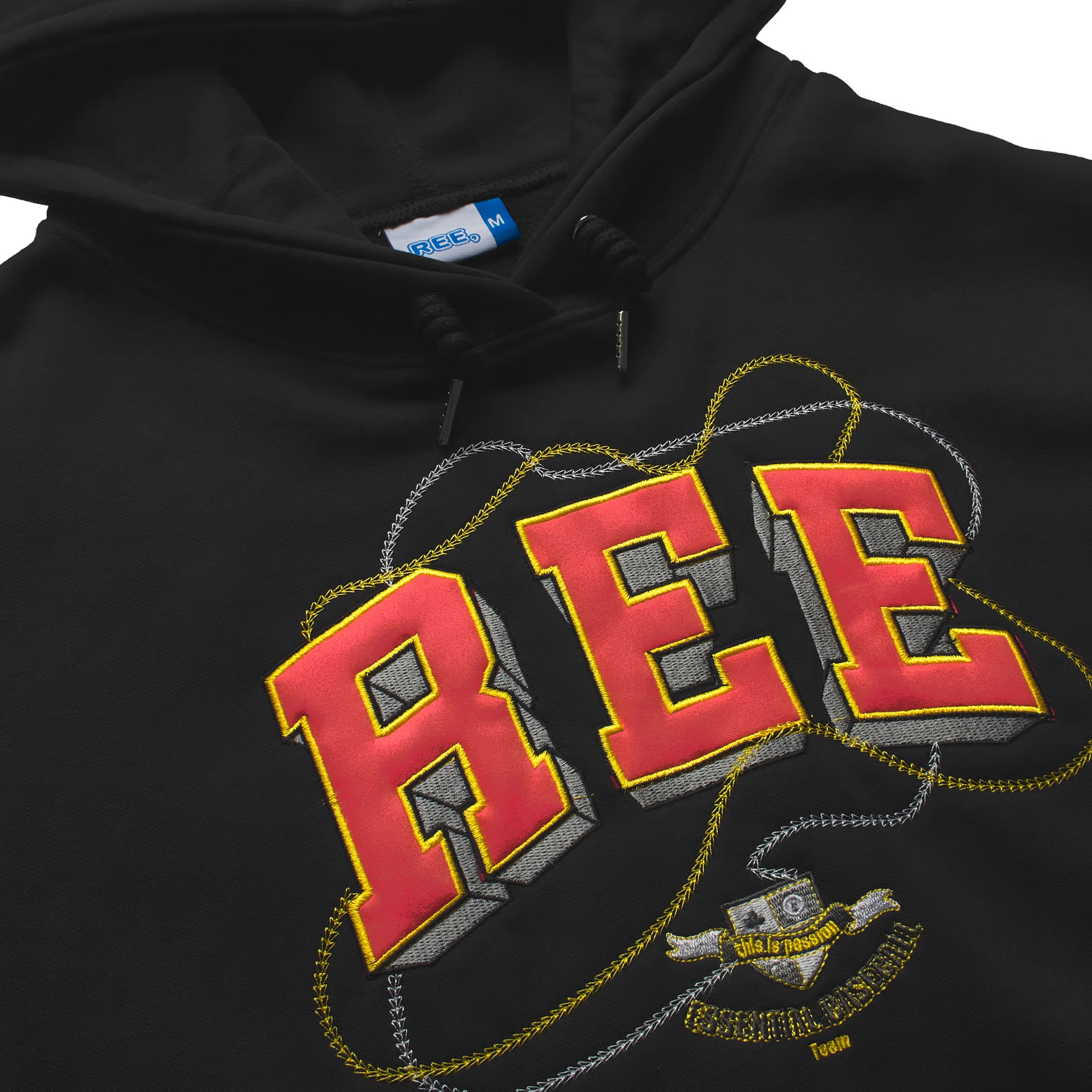 LOCAL BRAND REE - ÁO HOODIE BASIC THÊU DA MÀU ĐEN