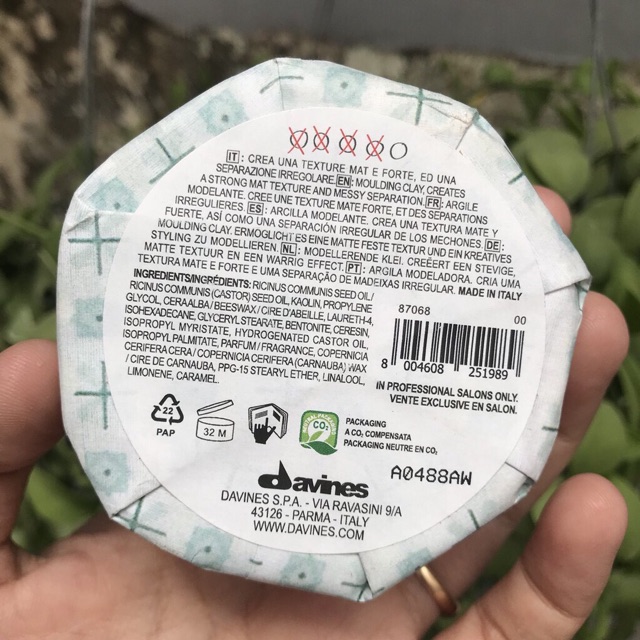 [Davines] Sáp đất sét tạo hình cứng Davines Strong Moulding Clay 75ml