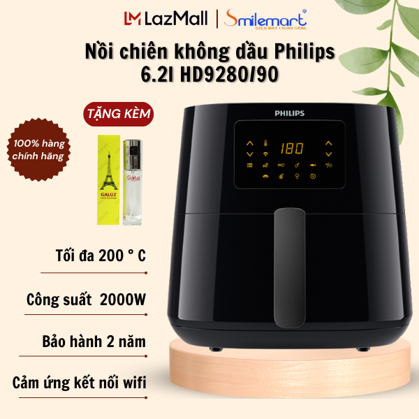 (Free with oil spray) Philips hd9280/90-6.2 liter pot, WiFi connection, electronic control panel