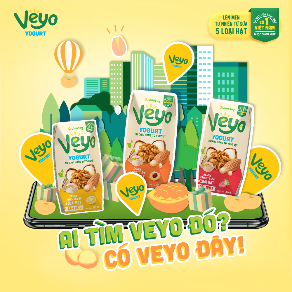 Sữa chua uống Veyo lốc 3 hộp 180ml
