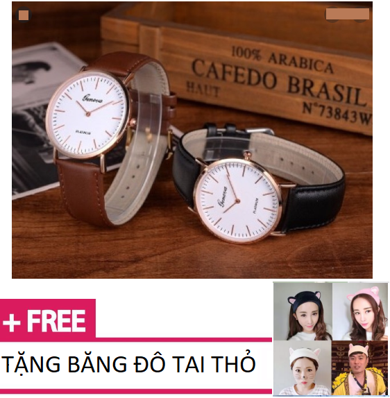 Đồng Hồ Nam/Nữ Dây Da 2 Kim Geneva Platium Fashion 2021 Mặt Kính Chống Xước Chống Nước (Đen - Nâu) - Phúc An Store tặng kèm Tai Nghe Cực Bass Jack 3.5mm cho mỗi Đơn hàng