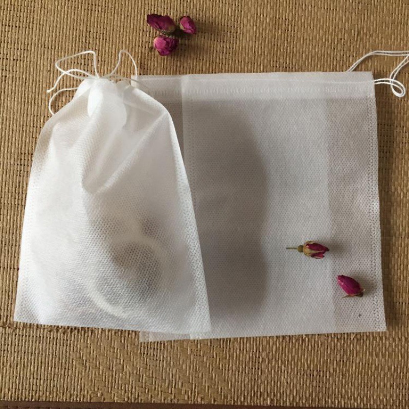 Túi lọc trà/ túi vải không dệt có dây rút size 15 x 20 cm (100 cái)