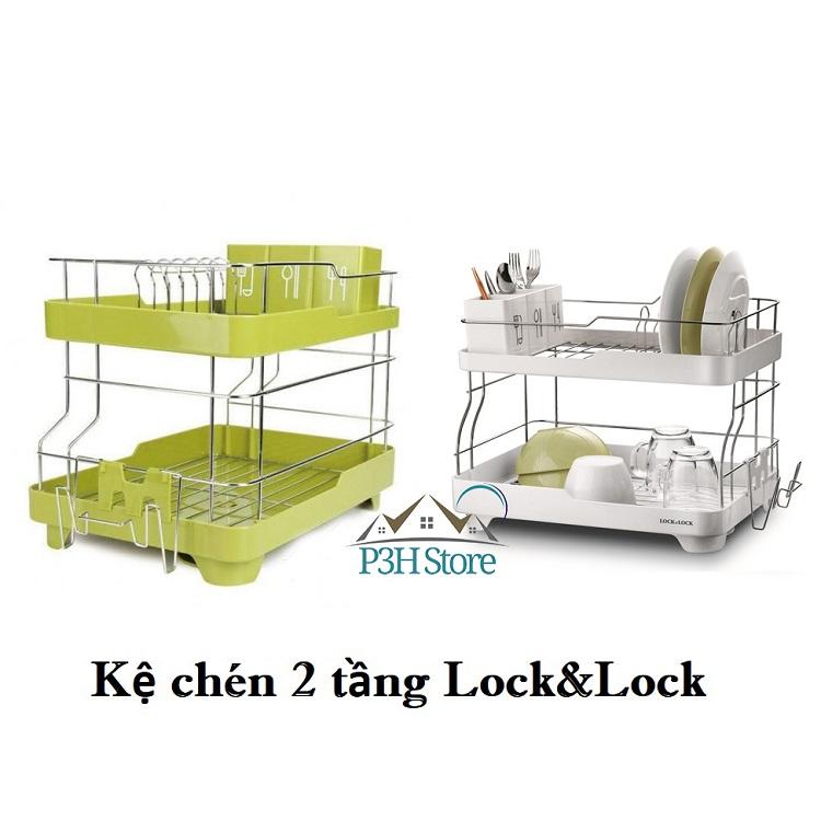 [HCM]Kệ chén 2 tầng Lock&Lock có rãnh thoát nước LDR2001