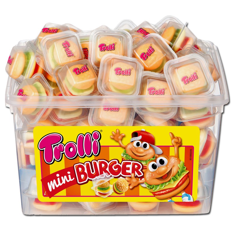 Hộp kẹo gum trolli mini burger 600g