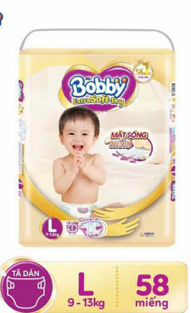 Tả dán Bobby Extra Soft Dry đủ size S74, L64, L58,Xl52