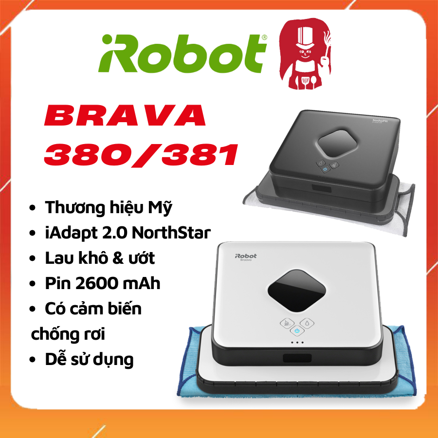 Robot lau nhà iRobot Braava 381 iRobot Braava 380 380t 380j
