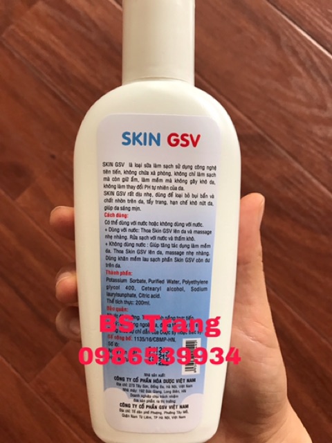 Sữa rửa mặt cho da khô Skin GSV 200ml