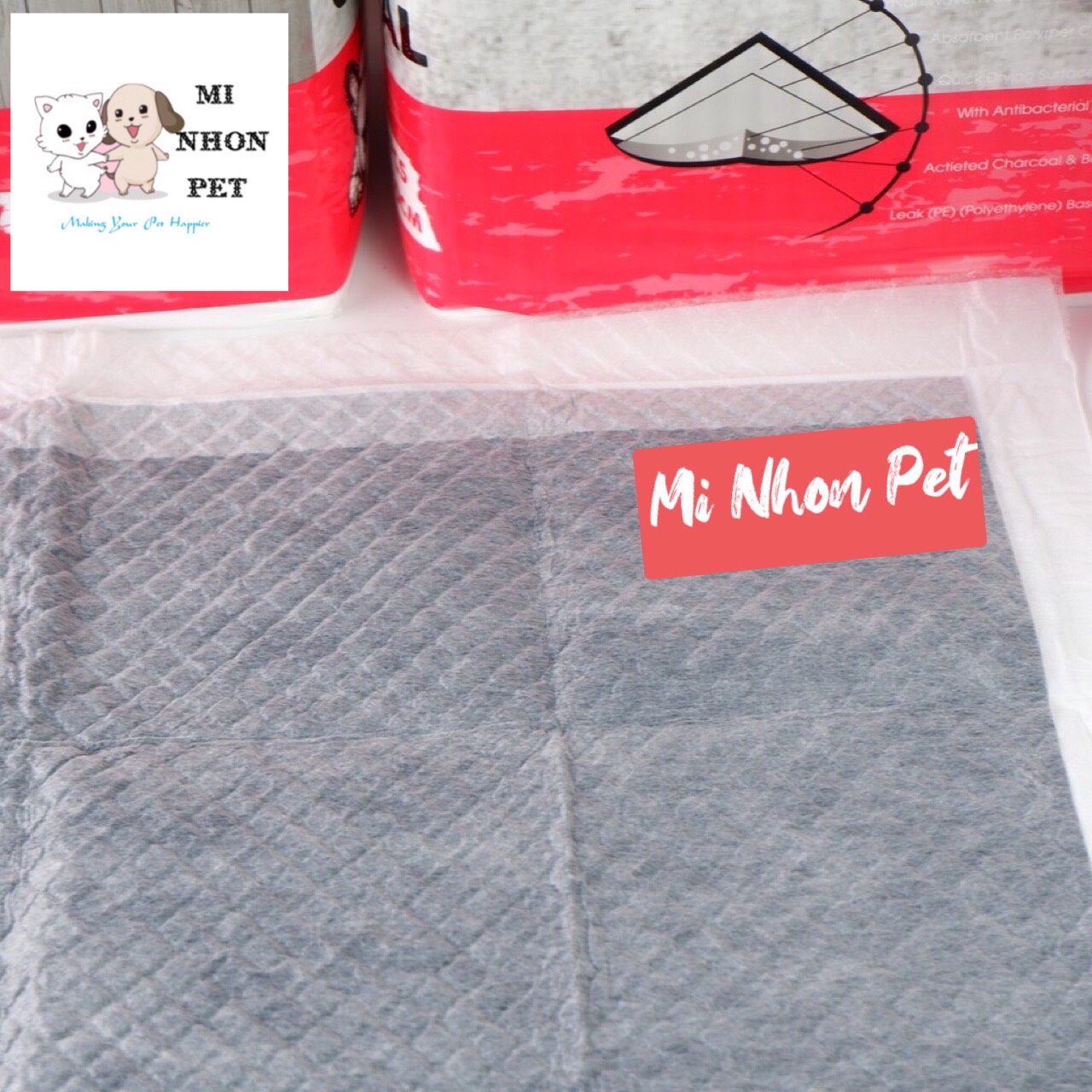Thảm lót vệ sinh chó mèo Pet Training Pad Charcoal than hoạt tính cỡ S 33x45,l