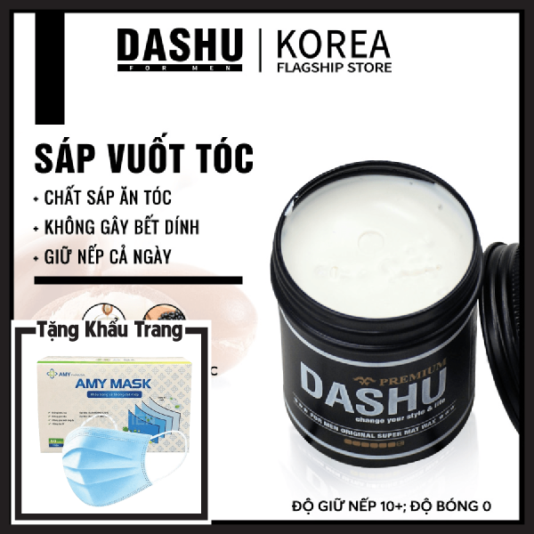 Sáp Clay Wax Dashu For Men Premium Original Super Mat 100ml, wax vuốt tóc nam độ cứng 10+, không bóng, thích hợp vuốt undercut, tốt cho tóc màu, sap vuot toc 90% thành phần thảo dược, không phụ gia, hương liệu hóa học. cao cấp