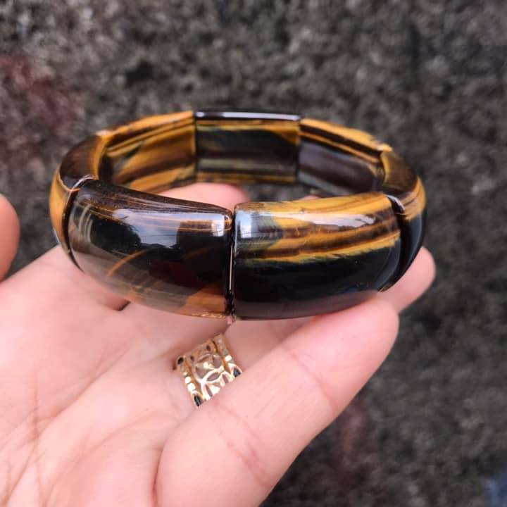 [HCM]VÒNG TAY BẢN KHÚC ĐÁ MẮT HỔ ĐEN