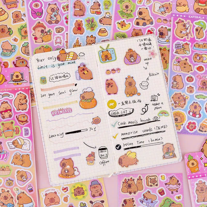 Sticker Capybara, Labubu, Sanrio Nhãn Dán Hoạt Hình