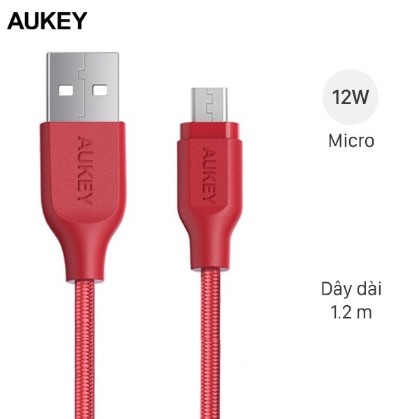 Cáp Micro 1.2 m AUKEY CBAM1 Đỏ ( Likenew )