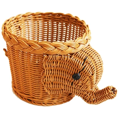 Creative Storage Basket Animal Shape Rattan Waterproof Desktop Snack Fruit Bread Storage Basket