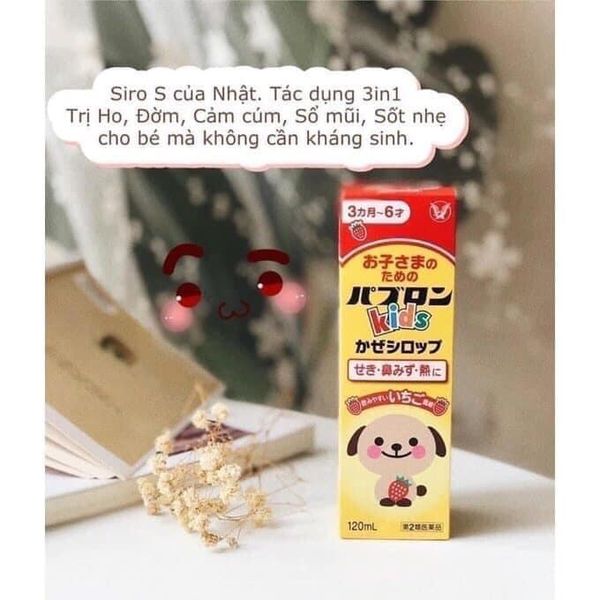 SIRO TRỊ HO CẢM SỐT Paburon S NHẬT -Siro Paburon S (hình chó mèo)