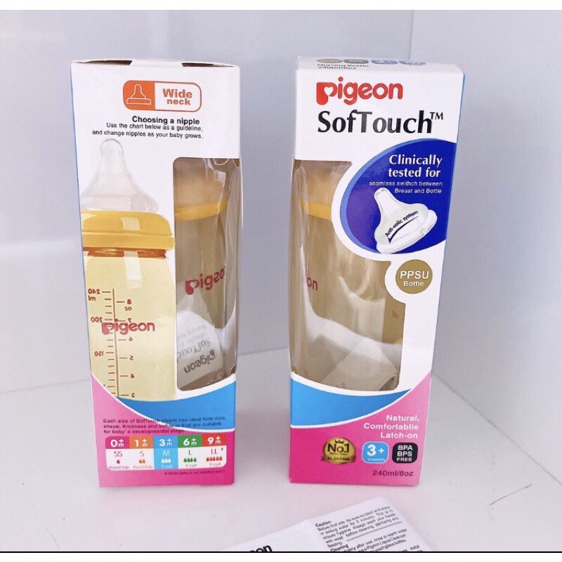 Bình sữa pigeon Softouch nhập khẩu 160ml/240ml cho bé