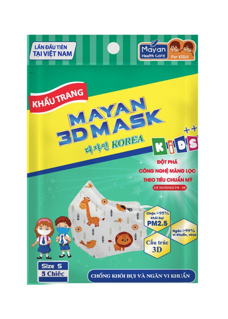 Khẩu Trang Trẻ Em 3D Mayan Gói 5 Cái