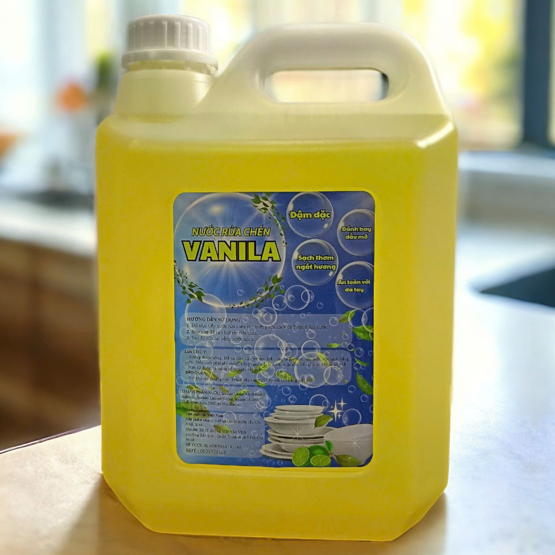 Nước rửa chén Vanila ( can 5 kg) an toàn cho da tay