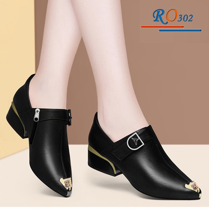 Giày bốt nữ cổ ngắn hàng hiệu Rosata - RO302