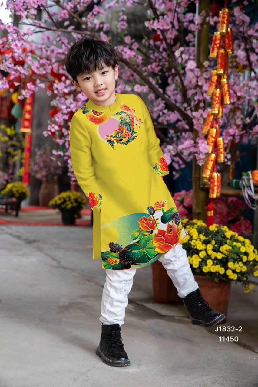 áo dài cách tân. rồng hoa sen