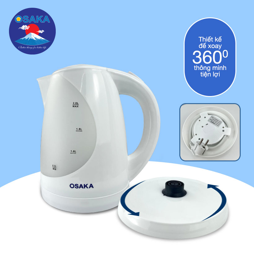 Bình đun siêu tốc OSAKA KT20NA - 2 Lít - Đun siêu nhanh