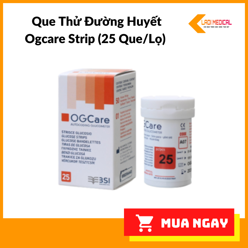Que Thử Đường Huyết Ogcare Strip (25 Que/Lọ)