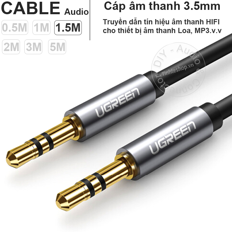 Audio cable 3.5mm AUX male 24K gold UGREEN AV119 0.5M to 5M