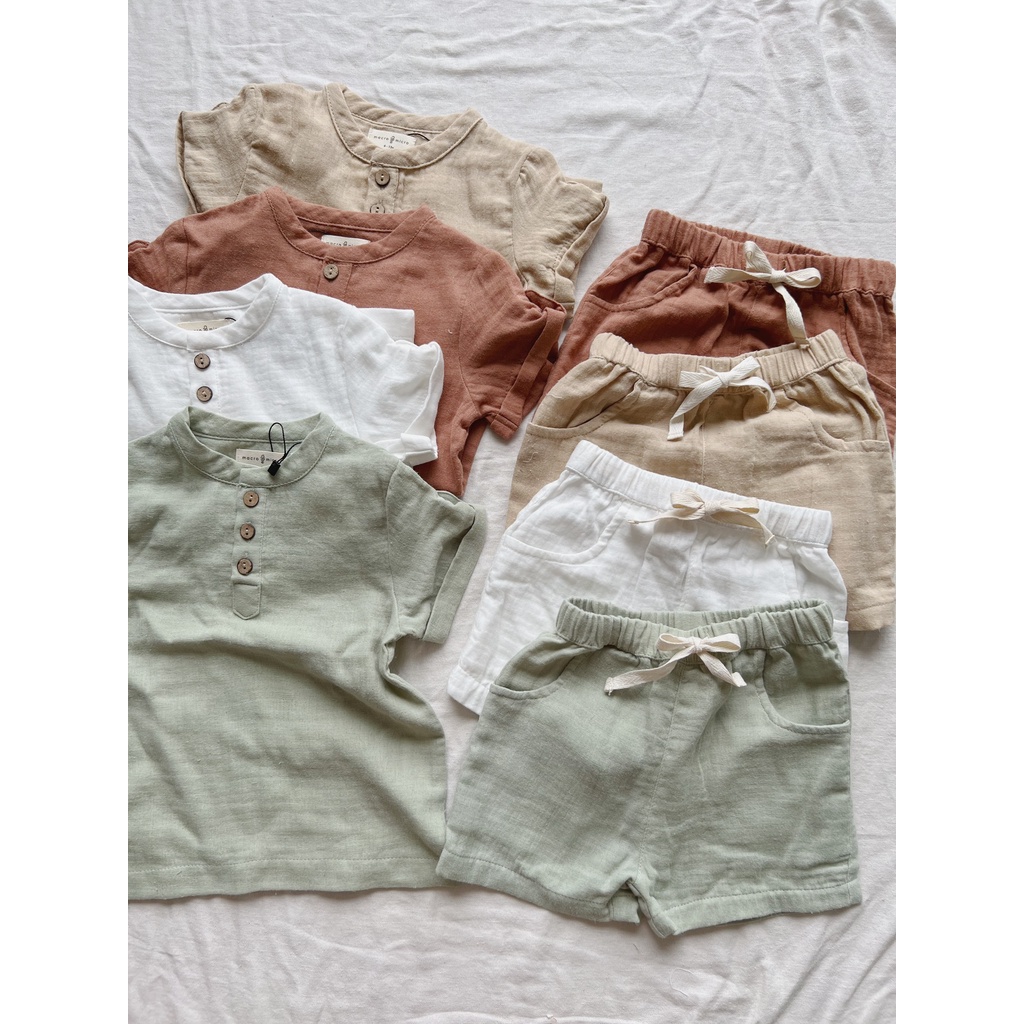 Muslin Leon Shirt Macro & Micro (Áo Nam Henley Vải Xô Cotton)