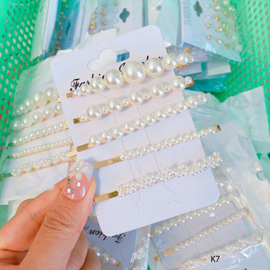 [HCM]Set 5 kẹp tóc mái đính ngọc
