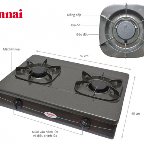 [HCM]Bếp gas đôi Rinnai RV-360 GMN (xám)